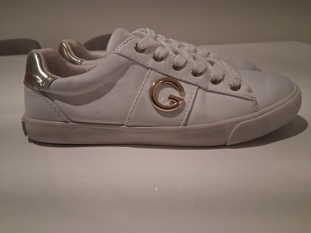 GUESS GBG Los Angeles Maura Women's White Gold Lace Up Casual Sneakers 6.5